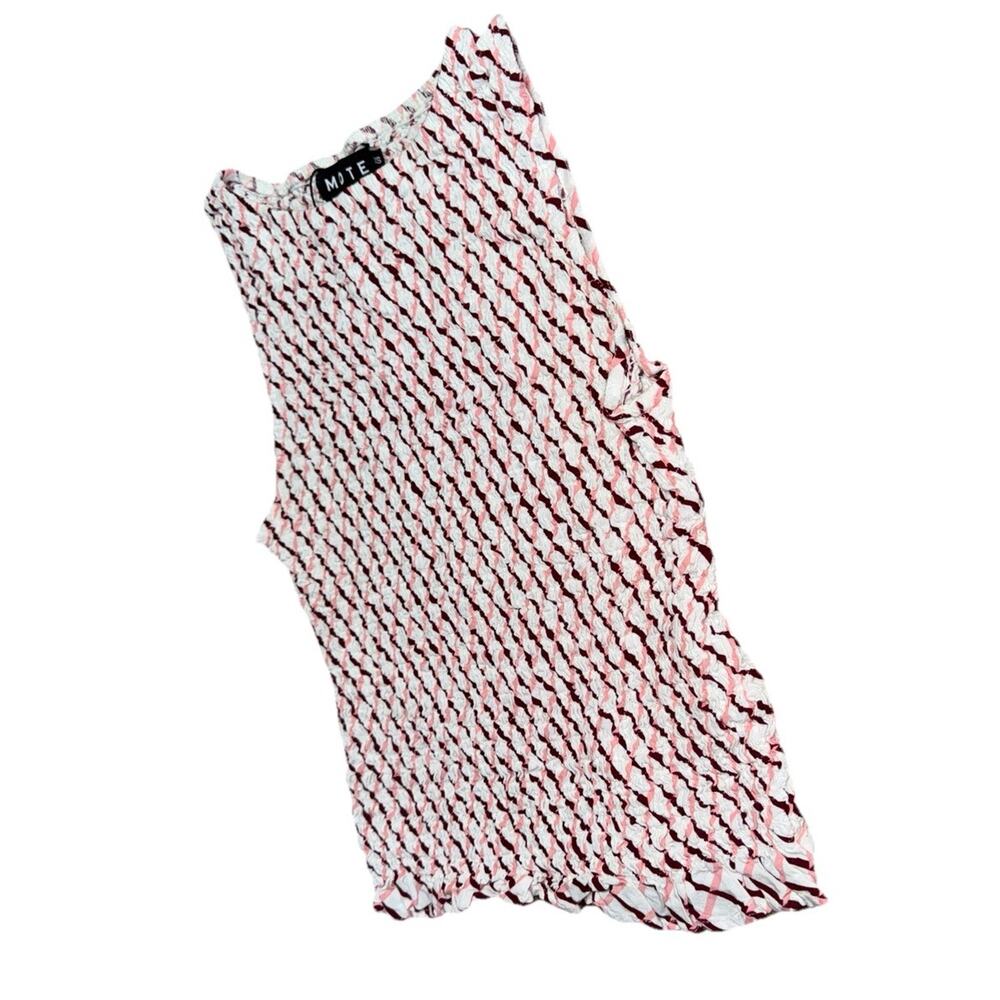 Motel Smocked Tank Top Womens XXS Shirred Sleeveless Top Stretchy Ruffle Hem